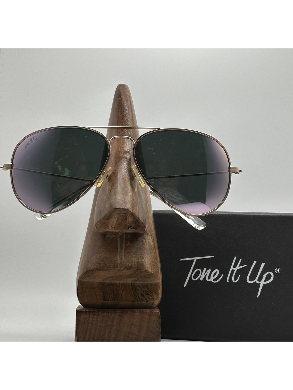 Tone It Up Aviator Sunglasses with Rose Gold Frame and Reflective Lenses